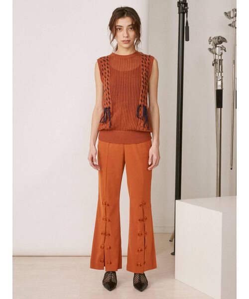 EVRIS（エヴリス）の「フロントボタンフレアパンツ（その他パンツ・レディース・オレンジ/ブラック/ミント・MEDIUM/SMALL）」の5枚目の写真