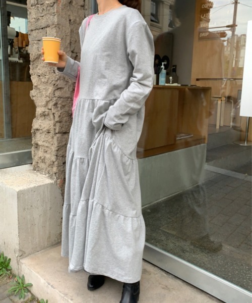 ティアードスウェットワンピース