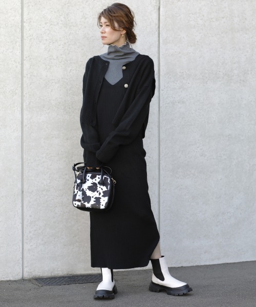 Bou Jeloud（ブージュルード）の「【WEB限定】前後2WAYカーデセットワンピース（ワンピース・レディース・ホワイト系その他/ブラック・FREE）」の3枚目の写真