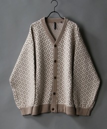 SITRY | Balloon Sleeve Big silhouette Bird's eye pattern Knit Cardigan/バルーンスリーブ ビッグシルエット バーズアイ柄 ニット カーディガン/カーデ(カーディガン/ボレロ)