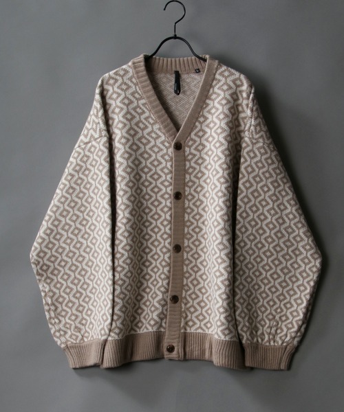 SITRY(シトリー)の「Balloon Sleeve Big silhouette Bird's eye pattern Knit Cardigan/バルーンスリーブ ビッグシルエット バーズアイ柄 ニット カーディガン/カーデ(カーディガン/ボレロ・メンズ・ベージュ/グレイッシュブルー/チャコールグレー・L/XL/M)」の3枚目の写真