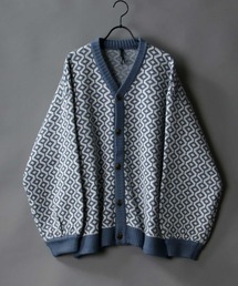 Balloon Sleeve Big silhouette Bird's eye pattern Knit Cardigan/バルーンスリーブ ビッグシルエット バーズアイ柄 ニット カーディガン/カーデ