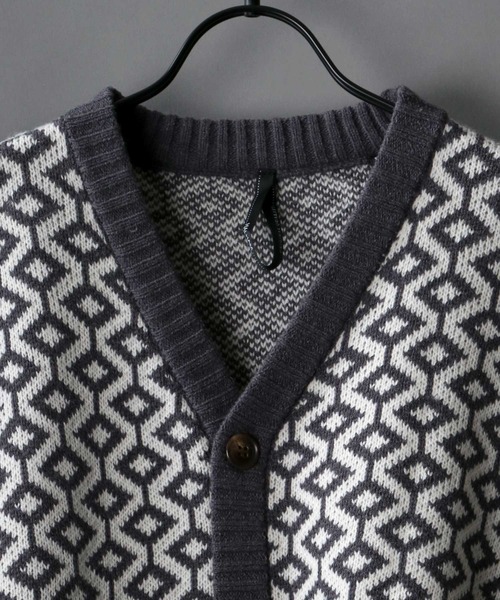 SITRY(シトリー)の「Balloon Sleeve Big silhouette Bird's eye pattern Knit Cardigan/バルーンスリーブ ビッグシルエット バーズアイ柄 ニット カーディガン/カーデ(カーディガン/ボレロ・メンズ・ベージュ/グレイッシュブルー/チャコールグレー・L/XL/M)」の7枚目の写真