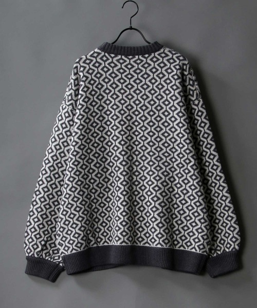 SITRY(シトリー)の「Balloon Sleeve Big silhouette Bird's eye pattern Knit Cardigan/バルーンスリーブ ビッグシルエット バーズアイ柄 ニット カーディガン/カーデ(カーディガン/ボレロ・メンズ・ベージュ/グレイッシュブルー/チャコールグレー・L/XL/M)」の6枚目の写真