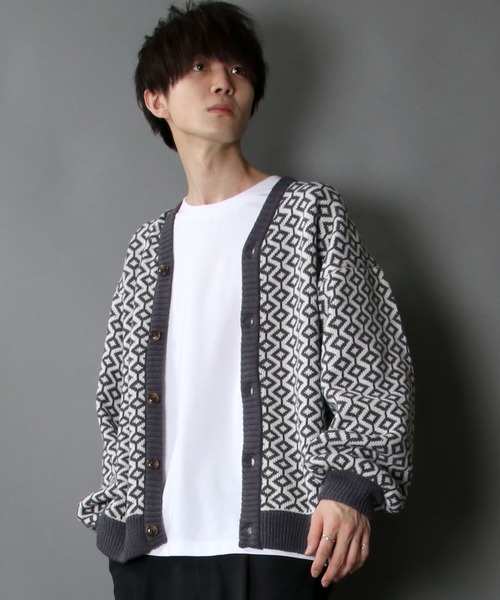 SITRY(シトリー)の「Balloon Sleeve Big silhouette Bird's eye pattern Knit Cardigan/バルーンスリーブ ビッグシルエット バーズアイ柄 ニット カーディガン/カーデ(カーディガン/ボレロ・メンズ・ベージュ/グレイッシュブルー/チャコールグレー・L/XL/M)」の17枚目の写真