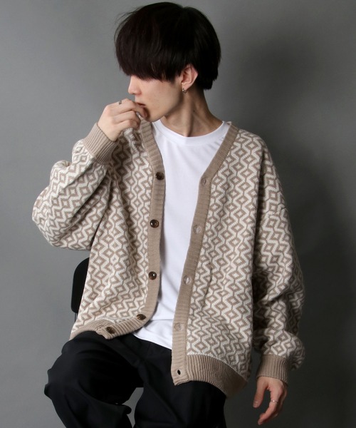 SITRY(シトリー)の「Balloon Sleeve Big silhouette Bird's eye pattern Knit Cardigan/バルーンスリーブ ビッグシルエット バーズアイ柄 ニット カーディガン/カーデ(カーディガン/ボレロ・メンズ・ベージュ/グレイッシュブルー/チャコールグレー・L/XL/M)」の18枚目の写真