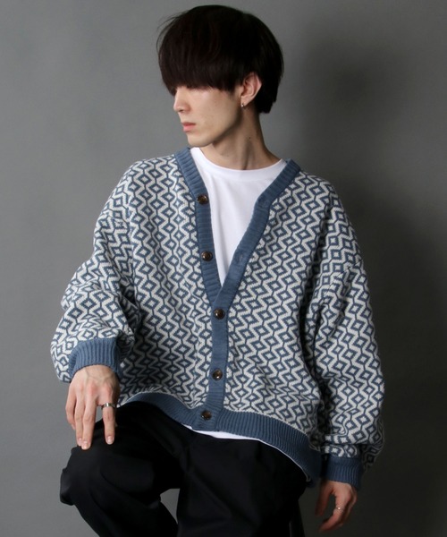 SITRY(シトリー)の「Balloon Sleeve Big silhouette Bird's eye pattern Knit Cardigan/バルーンスリーブ ビッグシルエット バーズアイ柄 ニット カーディガン/カーデ(カーディガン/ボレロ・メンズ・ベージュ/グレイッシュブルー/チャコールグレー・L/XL/M)」の20枚目の写真