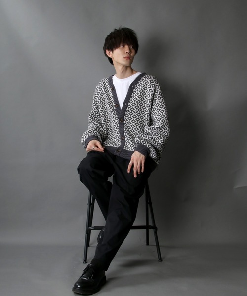 SITRY(シトリー)の「Balloon Sleeve Big silhouette Bird's eye pattern Knit Cardigan/バルーンスリーブ ビッグシルエット バーズアイ柄 ニット カーディガン/カーデ(カーディガン/ボレロ・メンズ・ベージュ/グレイッシュブルー/チャコールグレー・L/XL/M)」の22枚目の写真
