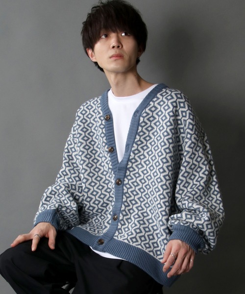 SITRY(シトリー)の「Balloon Sleeve Big silhouette Bird's eye pattern Knit Cardigan/バルーンスリーブ ビッグシルエット バーズアイ柄 ニット カーディガン/カーデ(カーディガン/ボレロ・メンズ・ベージュ/グレイッシュブルー/チャコールグレー・L/XL/M)」の21枚目の写真