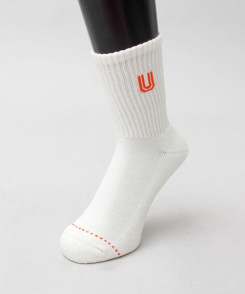 3足セット / 3P 底パイル Uロゴ クルーソックス / クォーター