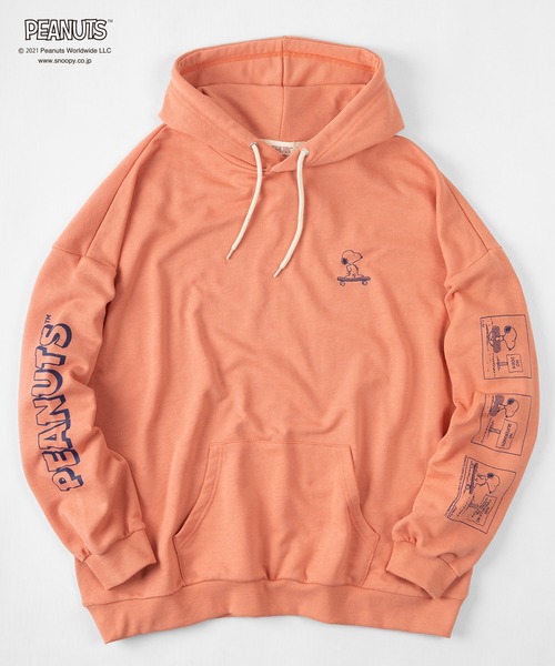 Peanuts ピーナッツ スヌーピー ビッグシルエット 袖プリント プルパーカー フーディー パーカー Peanuts ピーナッツ のファッション通販 Zozotown
