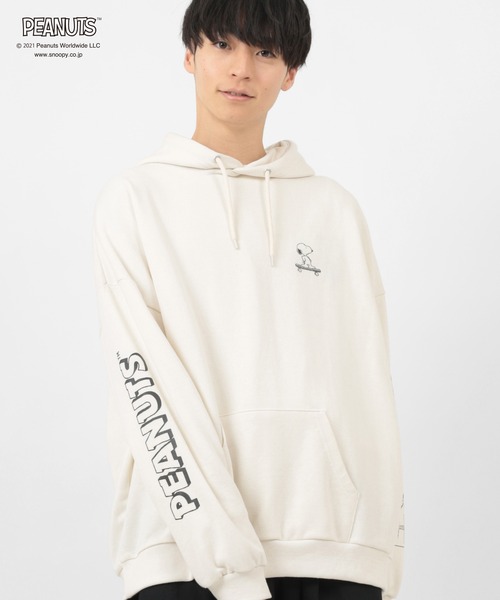 PEANUTS(ピーナッツ)の「【PEANUTS/ピーナッツ】スヌーピー ビッグシルエット 袖プリント プルパーカー/フーディー(パーカー・レディース・オフホワイト/オレンジ/ミント/マルチ・M/L/XL)」の22枚目の写真