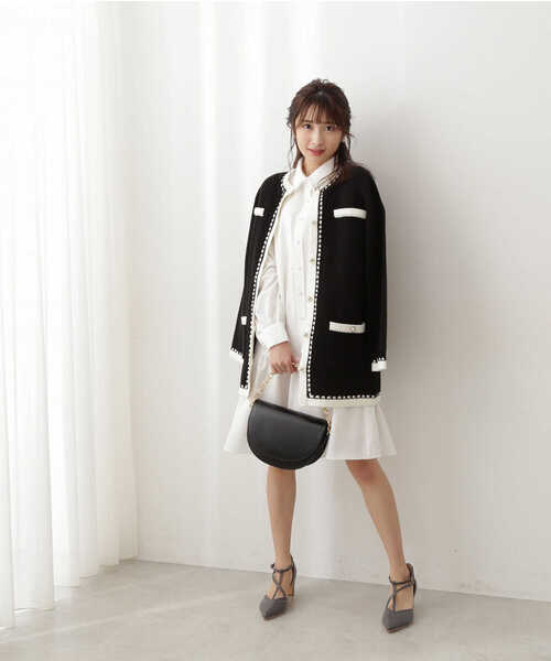 PROPORTION BODY DRESSING(プロポーションボディドレッシング)の「配色トリミングニットジャケット / 1212150902(テーラードジャケット・レディース・ホワイト/ブラック・SMALL/MEDIUM)」の10枚目の写真