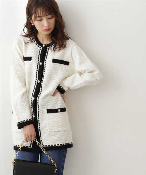 PROPORTION BODY DRESSING(プロポーションボディドレッシング)の「配色トリミングニットジャケット / 1212150902(テーラードジャケット・レディース・ホワイト/ブラック・SMALL/MEDIUM)」の19枚目の写真