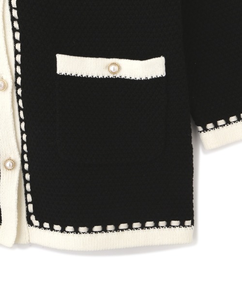 PROPORTION BODY DRESSING(プロポーションボディドレッシング)の「配色トリミングニットジャケット / 1212150902(テーラードジャケット・レディース・ホワイト/ブラック・SMALL/MEDIUM)」の4枚目の写真