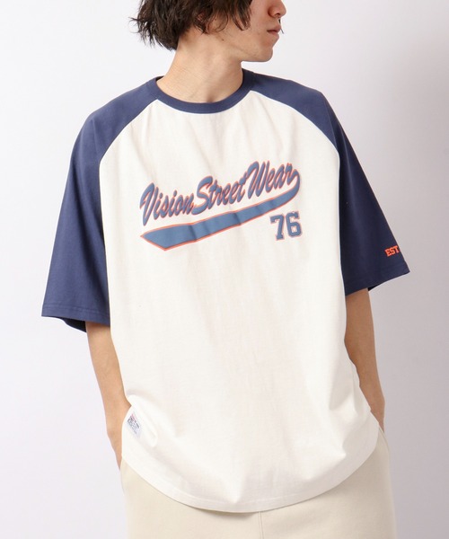 VISION STREET WEAR（ヴィジョンストリートウェア）の「VISION STREET WEAR　ラグランBIG半袖Teeシャツ（Tシャツ/カットソー・メンズ・ネイビー/チャコールグレー/グリーン・M/LL/L）」の3枚目の写真