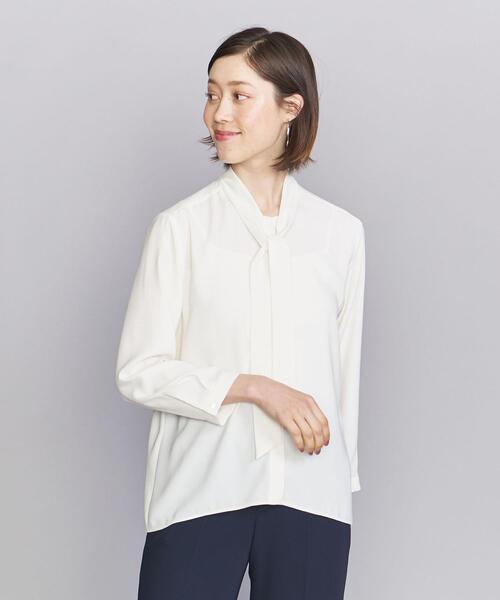 BEAUTY&YOUTH UNITED ARROWS（ビューティーアンドユースユナイテッドアローズ）の「BY ジョーゼット タイ ブラウス -ウォッシャブル-◆（シャツ/ブラウス・レディース・ネイビー/オフホワイト・FREE）」の15枚目の写真