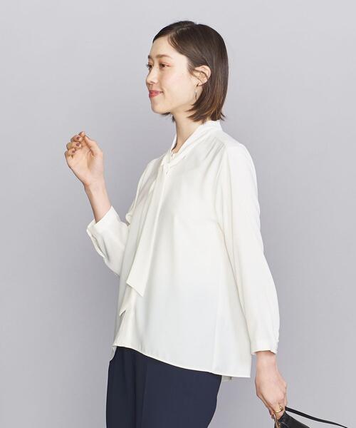 BEAUTY&YOUTH UNITED ARROWS（ビューティーアンドユースユナイテッドアローズ）の「BY ジョーゼット タイ ブラウス -ウォッシャブル-◆（シャツ/ブラウス・レディース・ネイビー/オフホワイト・FREE）」の14枚目の写真
