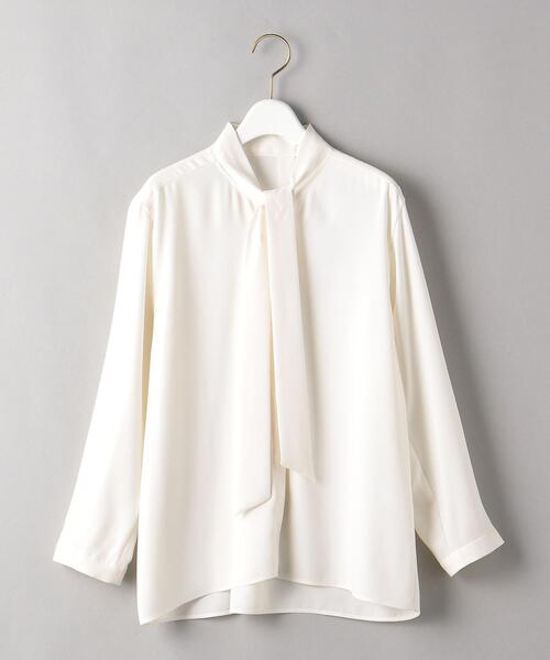 BEAUTY&YOUTH UNITED ARROWS（ビューティーアンドユースユナイテッドアローズ）の「BY ジョーゼット タイ ブラウス -ウォッシャブル-◆（シャツ/ブラウス・レディース・ネイビー/オフホワイト・FREE）」の5枚目の写真