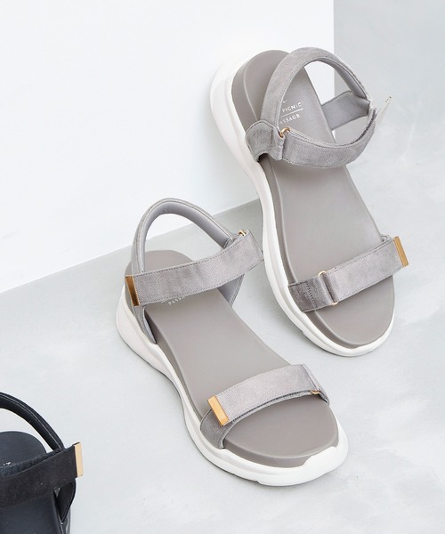 ROPE' PICNIC（ロペピクニック）の「ワニカンベルクロスニーカーサンダル（サンダル・レディース・ブラック系その他2/グレー/ベージュ/ブラック・L/M/S）」の4枚目の写真