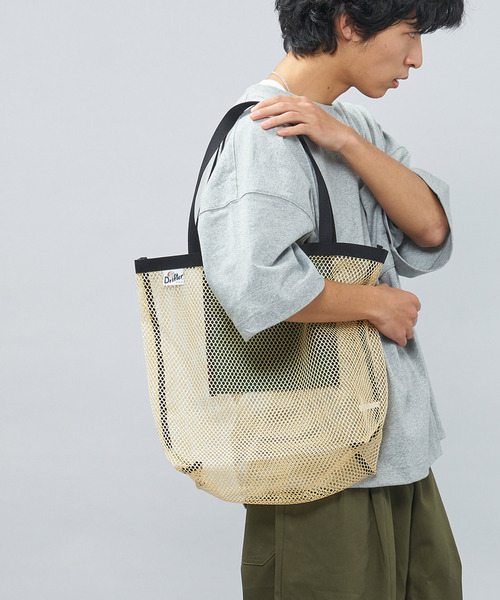 Drifter(ドリフター)の「MESH HANDLE TOTE/メッシュハンドルトート(トートバッグ・レディース・グレー×ホワイト/ベージュ系/ネイビー系・FREE)」の3枚目の写真