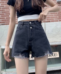 カットオフダメージデニムショートパンツ