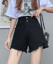 カットオフダメージデニムショートパンツ