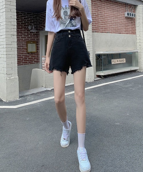 セール】カットオフダメージデニムショートパンツ（デニムパンツ