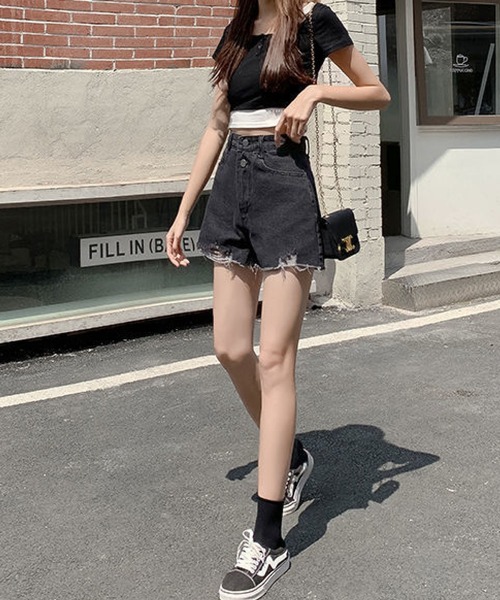 mwobhm M.W.O.B.H.Mデニムショートパンツ カットオフデニム カットオフデニムショートパンツ | c h é m e