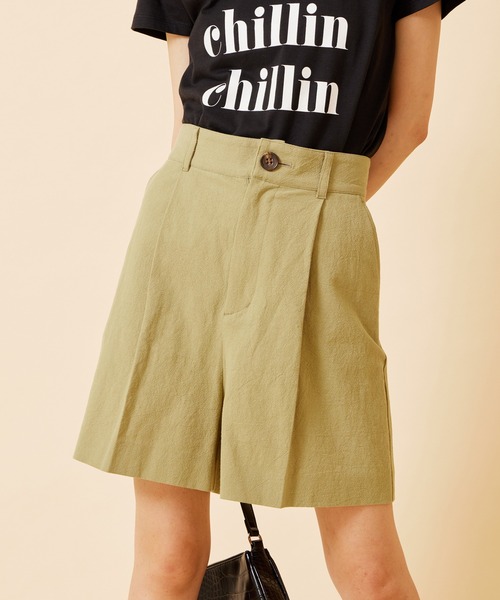 U by SPICK&SPAN(ユーバイスピックアンドスパン)の「コットンリネンショートパンツ(その他パンツ・レディース・ブラック/グリーン/イエロー・38/36/34)」の3枚目の写真