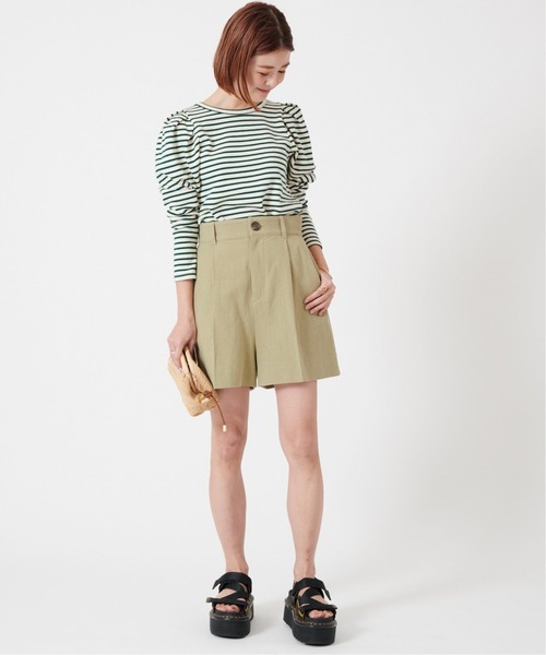 U by SPICK&SPAN(ユーバイスピックアンドスパン)の「コットンリネンショートパンツ(その他パンツ・レディース・ブラック/グリーン/イエロー・38/36/34)」の5枚目の写真