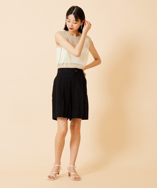 Spick &span　ショートパンツ（新品）ブラック P/Ny撥水ベルトショートパンツ（ショート・ハーフパンツ
