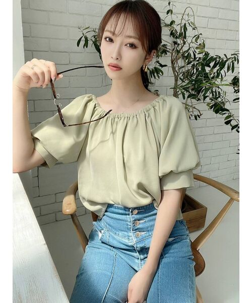 RESEXXY（リゼクシー）の「袖ボリュームブラウス（シャツ/ブラウス・レディース・ミント/オレンジ/ブラック/オフホワイト・FREE）」の7枚目の写真