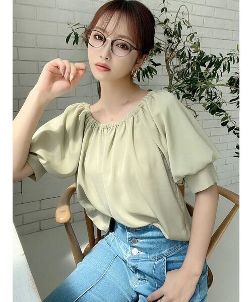 RESEXXY（リゼクシー）の「袖ボリュームブラウス（シャツ/ブラウス・レディース・ミント/オレンジ/ブラック/オフホワイト・FREE）」の8枚目の写真