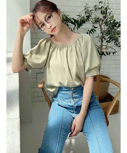 RESEXXY（リゼクシー）の「袖ボリュームブラウス（シャツ/ブラウス・レディース・ミント/オレンジ/ブラック/オフホワイト・FREE）」の9枚目の写真