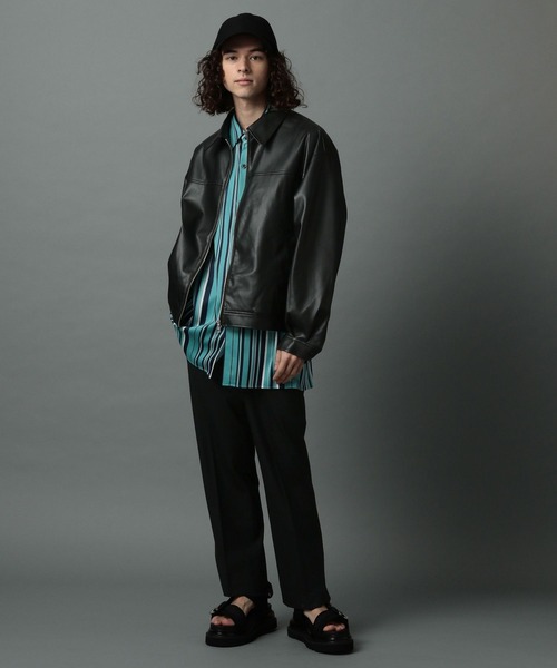 HARE（ハレ）の「ランダムストライプシャツ(HARE)（シャツ/ブラウス・メンズ・ベージュ/グリーン・FREE）」の6枚目の写真