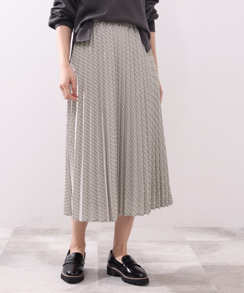 DRESKIP（ドレスキップ）の「◆ギンガムチェックプリ－ツスカート（スカート・レディース・グリーン系その他3/ブラック系1/ライトグレー系1・02/03/04）」の3枚目の写真