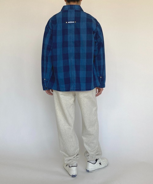 BROOKLYN OVERALL（ブルックリンオーバーオール）の「インディゴチェックカバーオール（カバーオール・メンズ・インディゴブルー・MEDIUM/LARGE）」の3枚目の写真