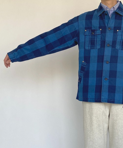 BROOKLYN OVERALL（ブルックリンオーバーオール）の「インディゴチェックカバーオール（カバーオール・メンズ・インディゴブルー・MEDIUM/LARGE）」の4枚目の写真