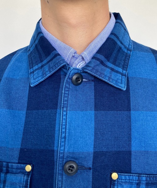 BROOKLYN OVERALL（ブルックリンオーバーオール）の「インディゴチェックカバーオール（カバーオール・メンズ・インディゴブルー・MEDIUM/LARGE）」の7枚目の写真