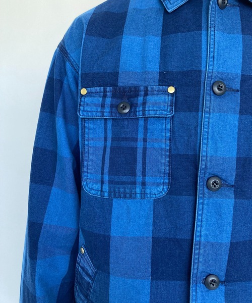 BROOKLYN OVERALL（ブルックリンオーバーオール）の「インディゴチェックカバーオール（カバーオール・メンズ・インディゴブルー・MEDIUM/LARGE）」の8枚目の写真
