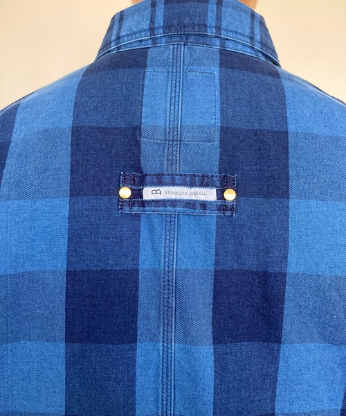 BROOKLYN OVERALL（ブルックリンオーバーオール）の「インディゴチェックカバーオール（カバーオール・メンズ・インディゴブルー・MEDIUM/LARGE）」の12枚目の写真