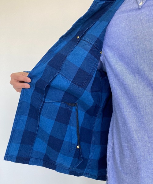 BROOKLYN OVERALL（ブルックリンオーバーオール）の「インディゴチェックカバーオール（カバーオール・メンズ・インディゴブルー・MEDIUM/LARGE）」の13枚目の写真