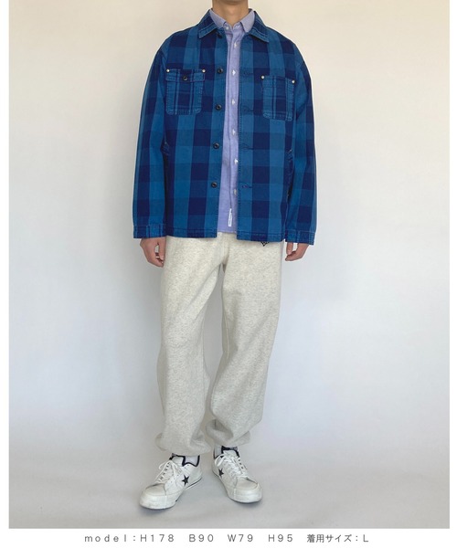 BROOKLYN OVERALL（ブルックリンオーバーオール）の「インディゴチェックカバーオール（カバーオール・メンズ・インディゴブルー・MEDIUM/LARGE）」の14枚目の写真