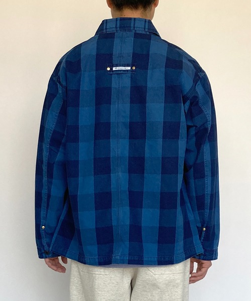 BROOKLYN OVERALL（ブルックリンオーバーオール）の「インディゴチェックカバーオール（カバーオール・メンズ・インディゴブルー・MEDIUM/LARGE）」の16枚目の写真