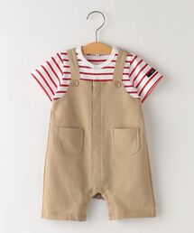 SHIPS KIDS:フェイク オーバーオール ロンパース
