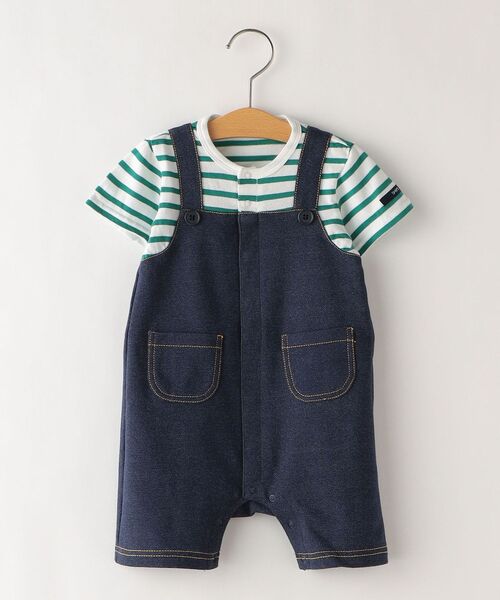 SHIPS(シップス)の「SHIPS KIDS:フェイク オーバーオール ロンパース(ロンパース・キッズ・ベージュ/ネイビー/ベージュ系その他・70/80)」の3枚目の写真