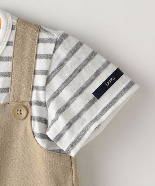 SHIPS(シップス)の「SHIPS KIDS:フェイク オーバーオール ロンパース(ロンパース・キッズ・ベージュ/ネイビー/ベージュ系その他・70/80)」の6枚目の写真