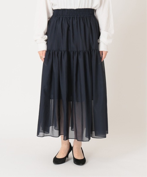 journal standard L'essage(ジャーナルスタンダードレサージュ)の「シアーローンティアードスカート◆(スカート・レディース・モスグリーン/ネイビー・FREE)」の8枚目の写真