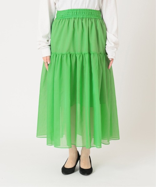 journal standard L'essage(ジャーナルスタンダードレサージュ)の「シアーローンティアードスカート◆(スカート・レディース・モスグリーン/ネイビー・FREE)」の9枚目の写真